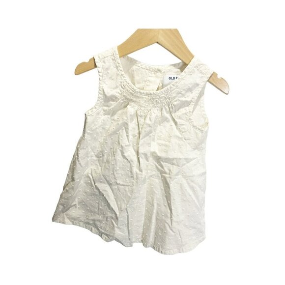 Old Navy Girls 4T Ivory Eyelet Sleeveless Blouse Button Back Summer Cotton - Picture 2 of 5